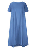 Holiday Solid Color Round Neck Loose Dress for Women