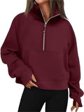 Women's 1/2 Zip Pullover Hooded Sweatshirts