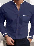 Men's Business Party Holiday Contrast Color Stand Collad Shirts