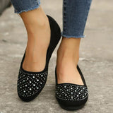 Women's Shiny Faux Rhinestone Round Toe Casual Shoes