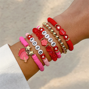 Happy Valentine's Day Super Cute Colorful Love Heart Beaded Bracelets