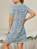 Stylish Printed Women's Crew Neck Nightwear Dresses