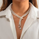 Elegant Imitation White Pearl Wedding Pendant Necklace for Lady