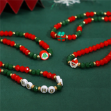 4Pcs/Set Crystal Red Green Bead Christmas Necklaces for Women