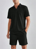 Men's Lazy Daily Home Pullover Shirt + Shorts Sets