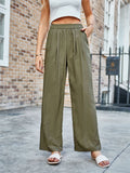 Candy Color Elastic Waist Straight-Leg Casual Pants for Women