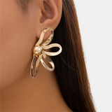 Women's Piercing Cutout Half Flower Petal Earrings