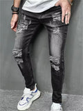 Men's Street Trendy Motorcycle Ripped Skinny Jeans