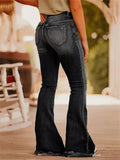 Casual Retro Ripped Flared Jeans for Women