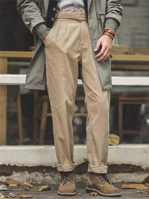 Casual Cozy Adjustable High Waist Khaki Pants for Men