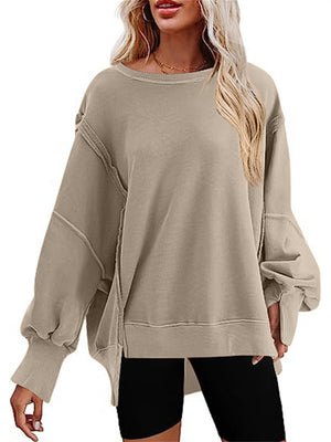 Women's Oversized Crew Neck Side Slit Street Sweatshirt