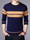 Long Sleeve Striped O-Neck Sweater for Male