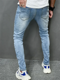 Men's Street Trendy Motorcycle Ripped Skinny Jeans