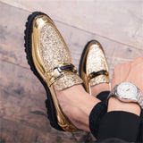 Men's Glitter Sequins Party Wedding Thick-Soled Formal Shoes