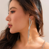 Gorgeous Party Rhinestone Long Tassel Earrings for Lady