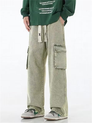 Vintage Baggy Multi-Pocket Straight-Leg Jeans for Men