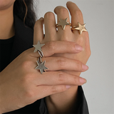 Fashionable Simple 2Pcs/Set Star Rings for Women