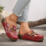 Handmade Flowers Butterfly Print Wedge Heel Beach Sandals for Women