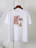 Female Face Art Print Casual Loose T-shirts