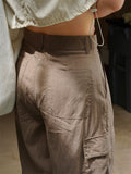 Ladies Streetwear Casual Popular Wide Leg Cargo Trousers