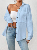 Women's Holiday Candy Color Lapel Button Up Blouses