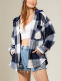 Autumn Winter Stylish Hooded Plaid Coats for Ladies