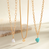 3Pcs/Set Bohemian Irregular Pearl Love Heart Pendant Necklaces for Women