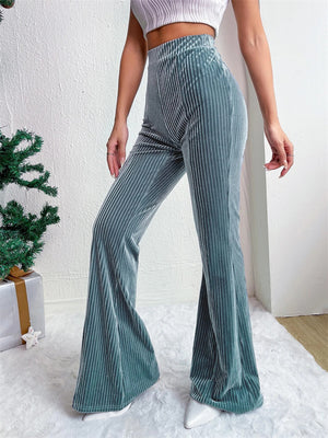 Women's Stylish Elastic Waist Corduroy Flared Pants