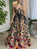 3D Flower Embroidered Wedding Dress for Women