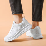 White & Black Classic Breathable Knitted Sports Shoes for Women