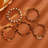 5Pcs/Set Halloween Evil Pumpkin Imitation Pearl Bead Bangles