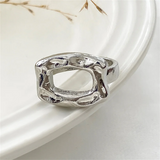 Female Retro Simple Irregular Rectangle Hollow Opening Ring