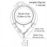 3pcs/Set OT Buckle Star Beaded Necklaces for Women