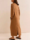 Women's Casual Vacation Loose Striped Long Dress