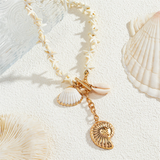 White Starfish Seashell Conch Snail Pendant Necklaces