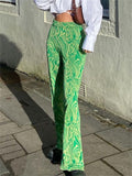 Stretchy Skinny Print Micro-Flared Trousers for Women