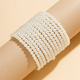 Ladies Elegant Multi-Layered Imitation White Pearl Bracelets