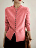 Ladies Stylish Round Neck Button Up Knitting Sweaters