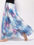 Ladies Flowy Chinese Landscape Floral Print Skirts