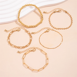 Couple 5pcs/Set Sequins Beads Paper Clip Chain Bracelets