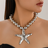 Women's Starfish Pendant Imitation Pearl Exaggerated Necklace