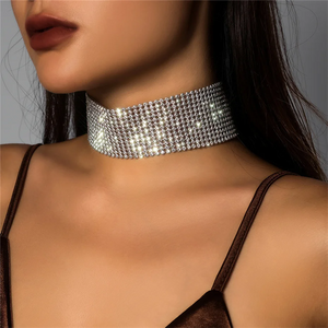 Female 1.5CM & 4CM Sparkling Rhinestone Choker Necklaces