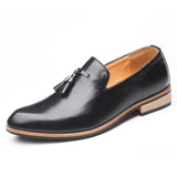 Men's Vintage Glossy Pointed Toe Tassel Dress Shoes