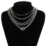 5Pcs/Set Punk Style Multilayer Iron Chain Necklace for Women