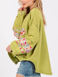 Women's Oversized Crew Neck Floral Patch Sweatshirt