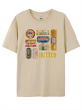 Female 90s Vintage Butter Pattern Cute Foodie T-Shirt