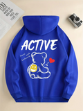 Active Bear Letter Print All-match Couple Hoodies