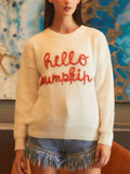 Cute Letter Crochet Female Crew Neck Long Sleeve Sweater