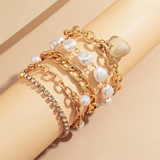 5pcs/Set Heart Imitation Pearl Bracelets for Women