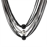 Exaggerated Multilayer Metal Chain Silver Black Necklace for Women